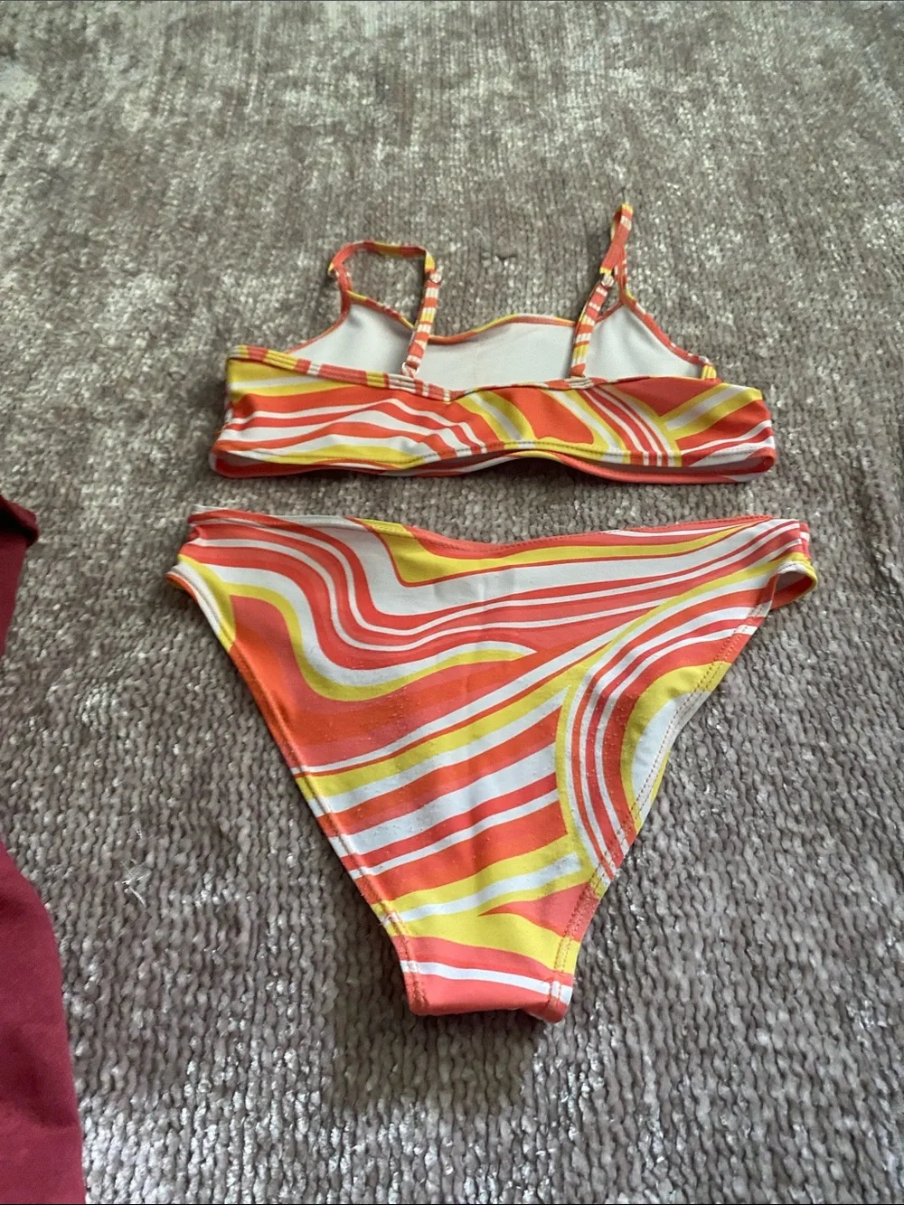 Swirl Print Two-Piece Bikini Set in Orange, Yellow & White